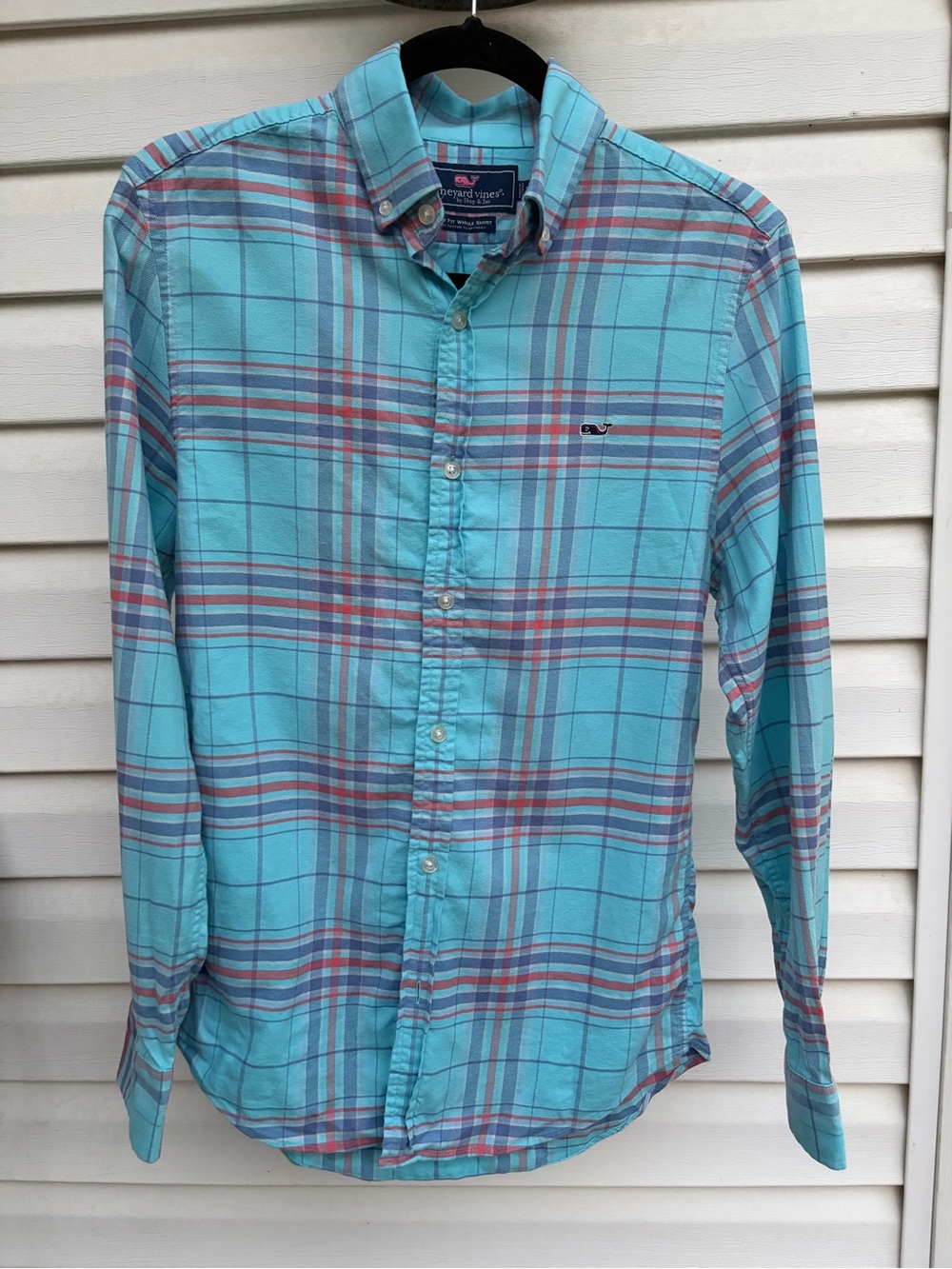 Vineyard Vines Men’s XS Slim Fit Whale Shirt Blue Plaid Long Sleeve Button Down